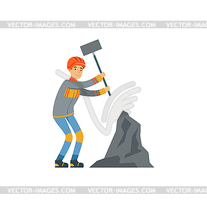 Мужской шахтер в форме, работающий на угольной шахте с - клипарт в векторном виде