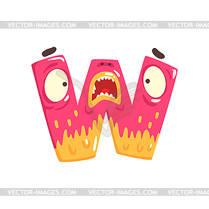 Cartoon character monster letter W - vector EPS clipart