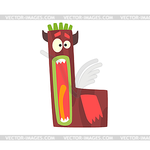 Cartoon character monster letter L - vector clipart