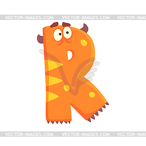 Cartoon character monster letter R - vector image