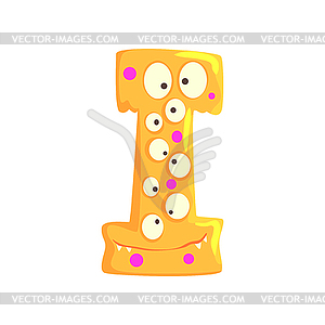 Cartoon character monster letter I - vector clipart