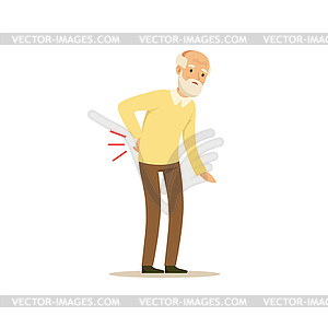 Male Character Old Bad back Colourful Toon Cute - vector image
