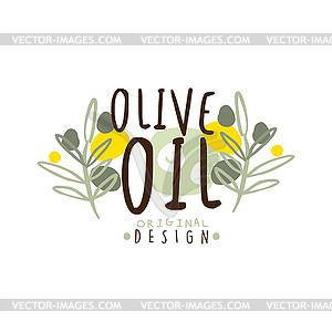 Olive Oil Label With Some Olive Branches - vector image