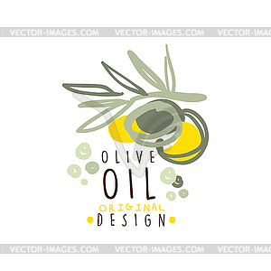 Olive Oil Label With Branch Of Olives - vector clip art