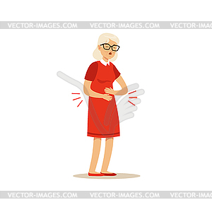 Old Female Character Bad Joints Arthritis - vector clipart