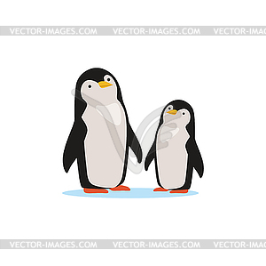 Пара пингвинов, сидящих на льду, арктическая фауна - рисунок в векторе