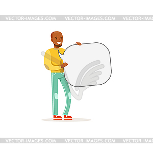 African man character with empty message board, - royalty-free vector clipart