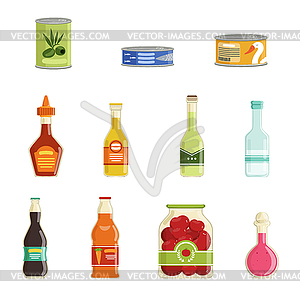 Canned goods set - vector clipart / vector image