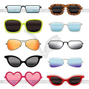 Set of different sun glasses - vector clipart