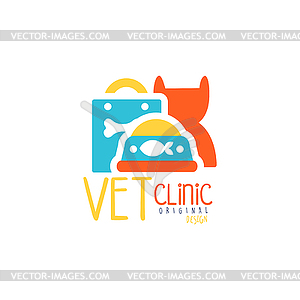 Vet clinic logo template original design, colorful - vector clipart