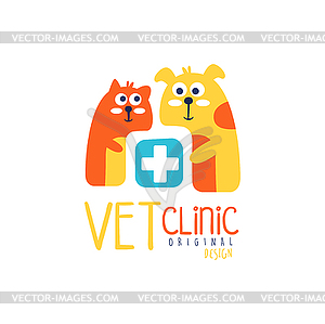 Vet clinic logo template original design, colorful - color vector clipart