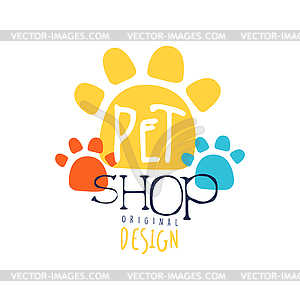 Pet shop logo template original design, colorful - vector clip art