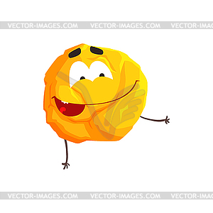 Cute humanized yellow planet character, sphere - vector clip art