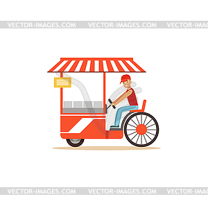 Flat street food cart with fast food - vector image