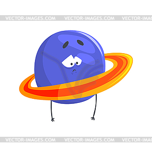 Cute humanized Uranus planet character, sphere - vector clipart