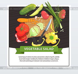Готовить овощной салат в процессе - стоковый клипарт