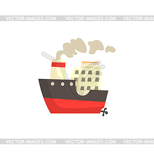 Ship with steam - vector clipart