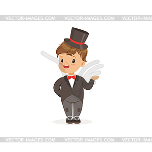 Elegant little boy wearing dinner jacket and black - vector clipart