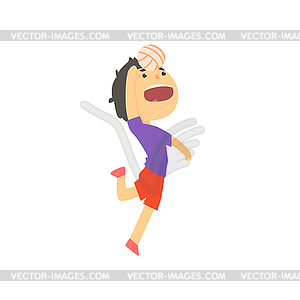 Boy playing with ball, kids physical activity - vector image