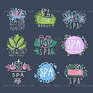 Spa beauty studio logo design set, badge for - vector clip art