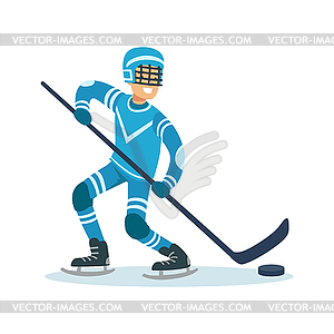 Male hockey player character, active sport lifestyle - vector image