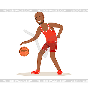 Male basketball player character, active sport - vector clip art