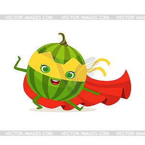 Cartoon character of superhero watermelon in fighte - vector clipart