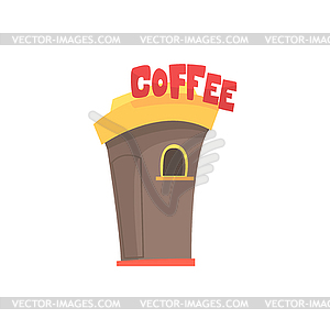 Street coffee shop, takeaway kiosk cartoon - vector image