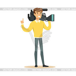 Телеведущий с профессиональным - векторный клипарт / векторное изображение