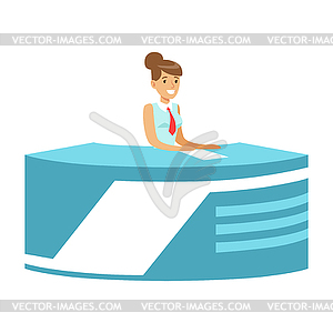 Woman news presenter in broadcasting studio - vector image