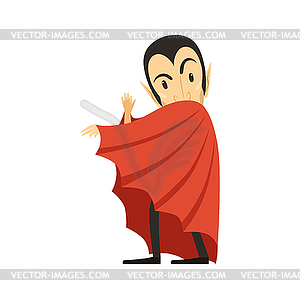 Count Dracula, vampire looks out of under cape - vector image