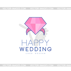 Wedding line logo design abstract ring with preciou - vector clipart