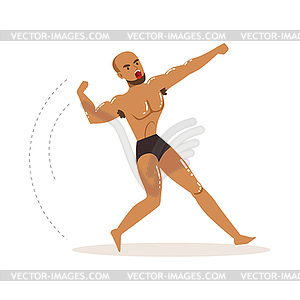 Mixed martial artist in fighting action - vector image