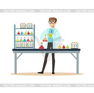 Scientist in modern laboratory conducting - vector clipart