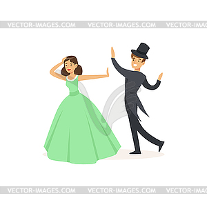 Actors play in dancing theatre performance - vector image