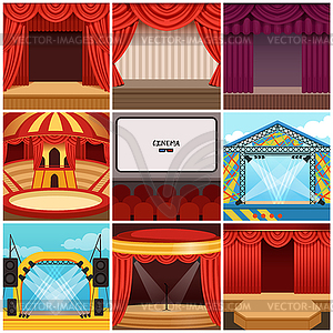 Different colorful cartoon stages set - vector image