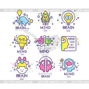 Mind energy original logo design set, creation and - vector clipart