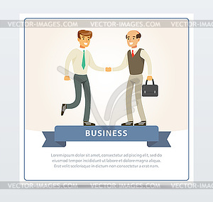 Business people shaking hands during meeting, - vector image