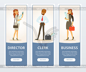 Business group, company staff, business banners - vector image