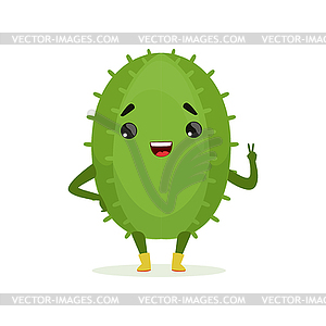 Cute smiling cactus, funny plant character cartoon - vector image