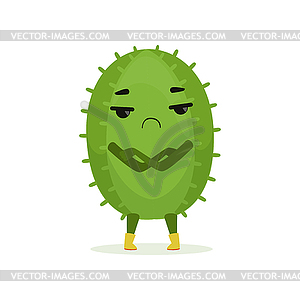 Cute suspicious cactus standing with folded hands, - vector clipart / vector image