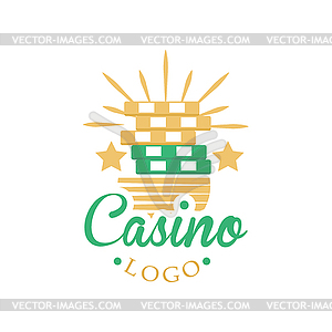 Casino and card poker logo, vintage gambling badge - color vector clipart