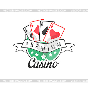 Casino premium logo, colorful vintage gambling badg - vector image