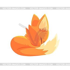 Funny red kitten sleeping, cute cartoon animal - vector image