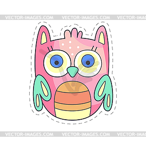 Cute owlet colorful cloth patch, applique for - vector image