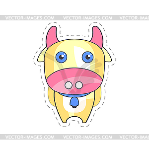 Sweet funny cow colorful cloth patch, applique for - vector clip art