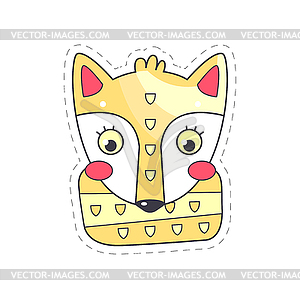 Lovely fox colorful cloth patch, applique for - vector image