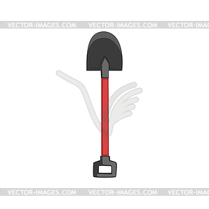 Shovel with red handle for coal mining - vector image