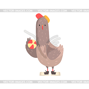 Cartoon character of urban gray dove in cap with - royalty-free vector image
