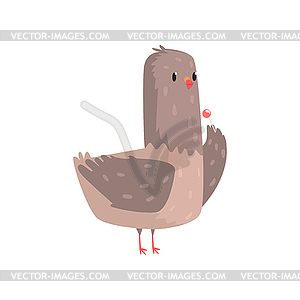 Funny dove standing with chupa chups - vector clip art